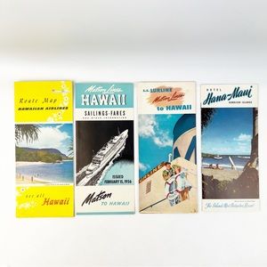 4 Vintage 50s Matson Cruise Line Hawaiian Airlines Hana Maui Travel Brochures